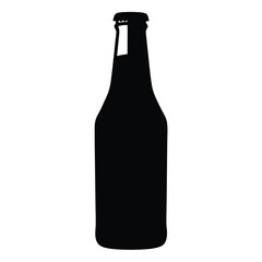 Silhouette of a dark glass bottle with a cap, vector  perfect for beverages