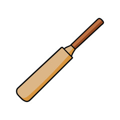 Cricket Bat Vector Illustration, Flat Design of Sports Equipment, Outdoor Game Icon for Match, Championship and Training