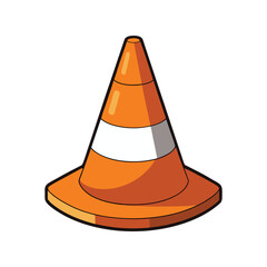 Traffic cone vector illustration for road safety, construction zones, transportation, and traffic management, perfect for signage, warnings, and public safety designs.	
