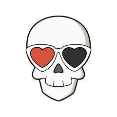 Skull with sunglasses vector illustration, cool hipster skeleton clipart, tattoo art