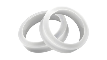 Pair Of White Plastic Rings Isolated Background Illustration