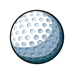 Golf ball vector illustration, realistic dimpled texture sport equipment icon, isolated white golfing ball