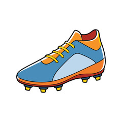 Cleats vector illustration, football or soccer shoes with studs for grip, detailed athletic footwear for sports design

