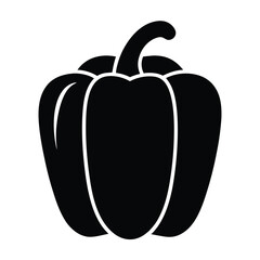 Bold black silhouette of a bell vector pepper vegetable for use in design