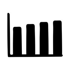 Hand Drawn Bar Graph Illustrating Data vector with Irregular Lines on White Background