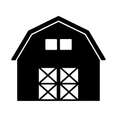 Stylized silhouette of a classic barn vector with crossed door panels and windows
