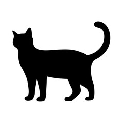 Elegant black cat silhouette standing vector tall on a white background image