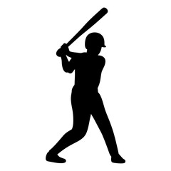 Silhouette of a baseball player about vector to swing a bat during game