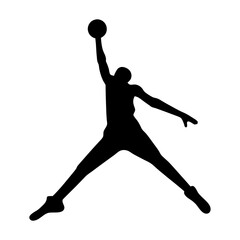 Iconic Silhouette of a Basketball vector Player Dunking with an Extended Arm