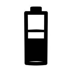 Black and white battery icon, vector  symbol for energy status, low capacity