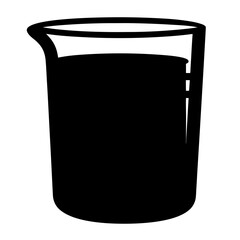 Stylized Black Silhouette of a vector Beaker Filled with Dark Fluid