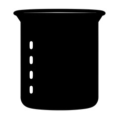 Black and white illustration of a vector beaker with graduated marks on side