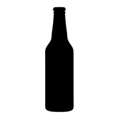Silhouette of a glass bottle, vector  possibly beer or other beverage, against white background