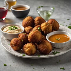 Hush Puppies with Dipping Sauce &ndash; Southern Fried Snack in Full HD