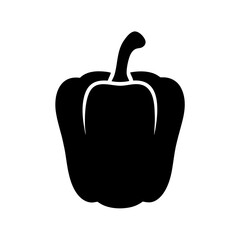 Graphical illustration of a bell pepper, vector  in black color, isolated on white