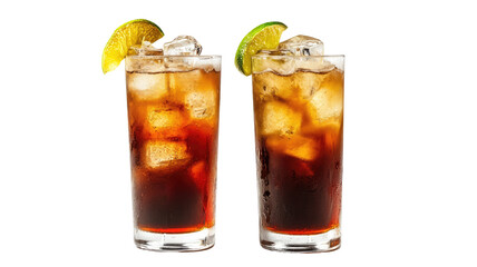Cuba Libre and Dark & Stormy Cocktail PNG Set on White Background

