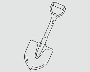 Shovel Line Drawing for Kids – Bold Black and White Coloring Page Vector