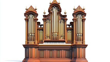 Pipe organ isolated on white background