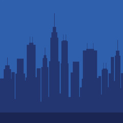 Obraz premium Abstract Blue Cityscape Silhouette Vector Background