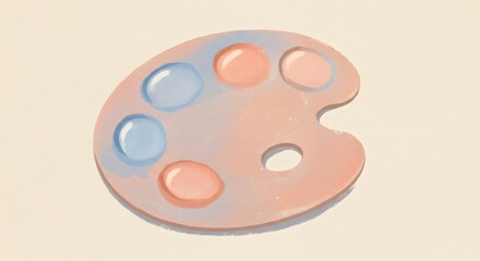 Fototapeta premium Pastel Artists Palette with Soft Blue and Pink Paints