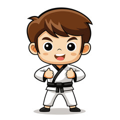 cute little karate kid boy with black belt 