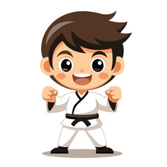 cute little karate kid boy with black belt 