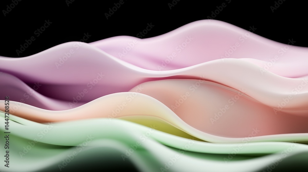 Poster soft lavender, mint green, and pale yellow tones create a calming abstract design that enhances mode