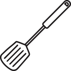 spatula line art, black outline, vector and illustration, coloring book page line art drawing