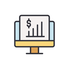 Financial planning colored icons, minimalist vector illustration ,simple transparent graphic element .Isolated on white background