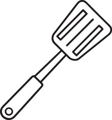 spatula line art, black outline, vector and illustration, coloring book page line art drawing