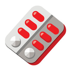 pills in blister pack Pills blister pack 3d realistic vector illustration. White red capsule antibiotic tablets mock up 