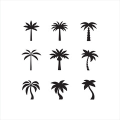 Obraz premium Palm Tree Silhouette Icon Set
