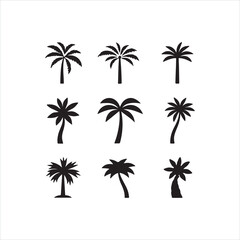 Obraz premium Palm Tree Silhouette Icon Set