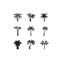 Obraz premium Palm Tree Silhouette Icon Set