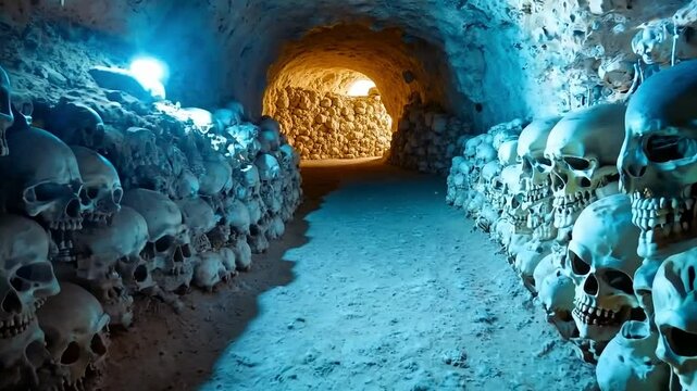 Skulls in the catacombs of paris