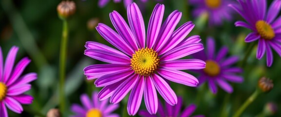Obraz premium Close-up of a vibrant violet pink osteospermum daisy, beautiful, composite