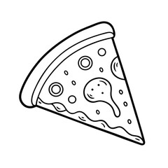 Pizza Outline Vector Illustration – Line Art of Italian Food Icons