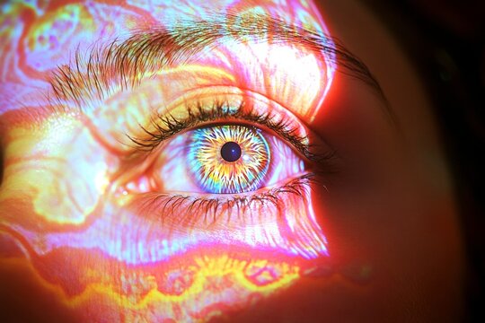 Hallucination - due to psychedelic therapy: abstract image of human state. Metaphorical psychedelic therapy emotions of a mental illusion. Neurological disorder. Problem with perception.