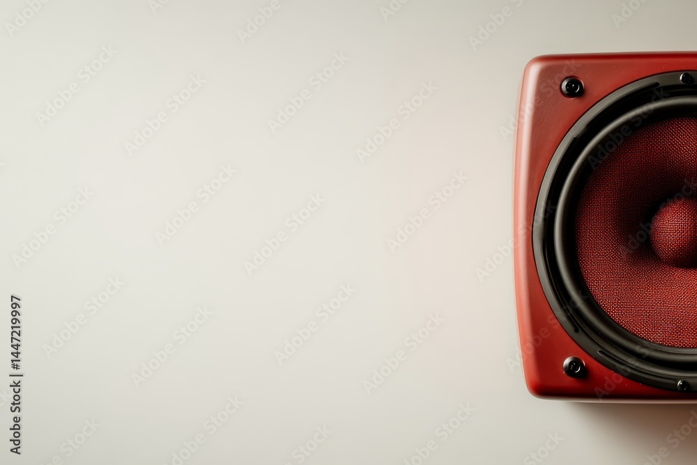 Aufkleber a close-up view features a vintage speaker highlighted by its striking red grille, set against a cle