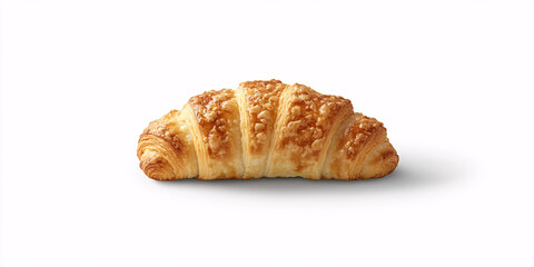 A single, golden-brown cheese croissant isolated on a white background.