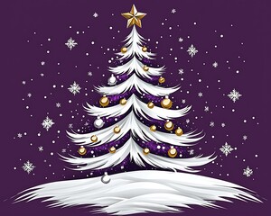 Purple Christmas tree with gold and white ornaments