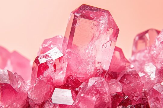 Close-up view of clusters of vibrant pink gemstones. - Powered by Adobe