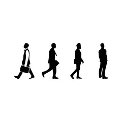 Businessman Silhouettes in Walking and Standing Poses for Corporate, Career, and Office Concepts

