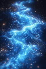 Fototapeta premium Bright blue swirling energy surrounded by shimmering particles in a cosmic display