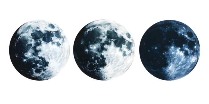 Pixel Art Illustration Of Three Moon Phases Isolated Background