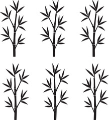 Naklejka premium Bamboo silhouette vector sticker pack 