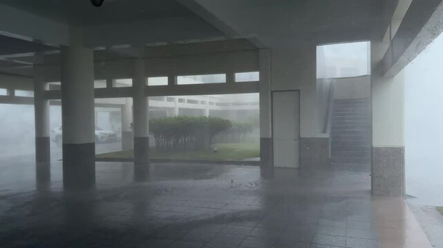Major Hurricane Wind Sheets Of Rain Rip Through Building - Haikui