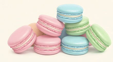 Obraz premium Pastel Macarons Sweet Treats Bakery Dessert Food Photography