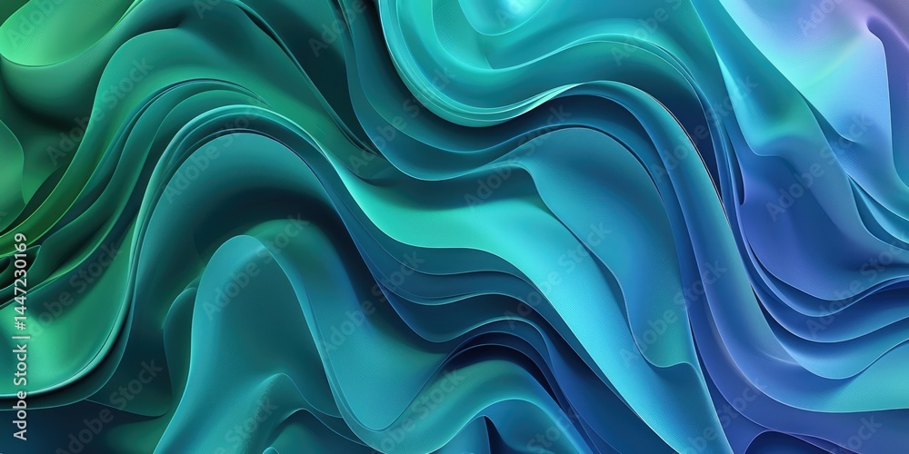 Poster abstract wavy layers in shades of blue and green. modern fluid background design. background image o