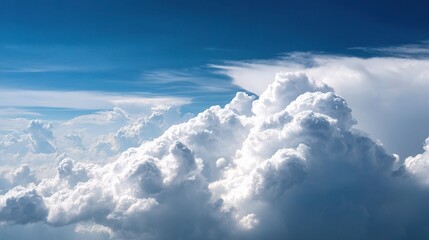 Fototapeta premium Serene Whispy Clouds Gracefully Moving Across the Cerulean Sky